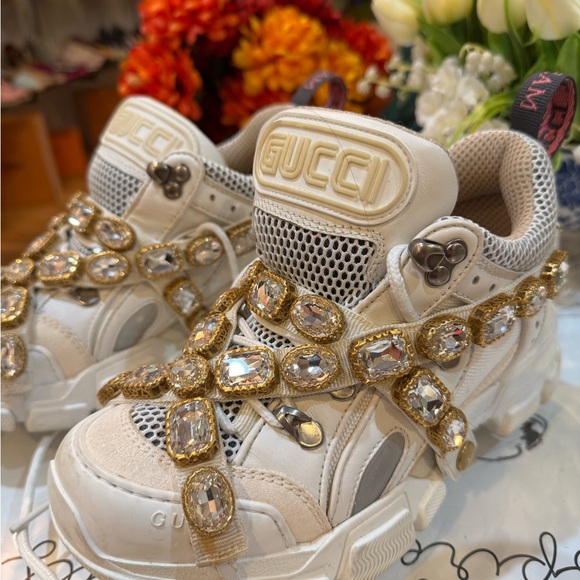 Gucci Wmns Flashtrek 'Crystals - White' - Picture 1 of 9